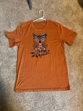 Women's Orange Graphic Owl Tee